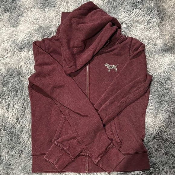PINK Victoria's Secret Red Hooded Sweatshirt with Graphic Design - Picture 3 of 5